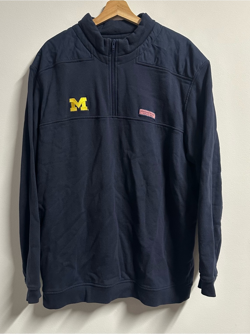 Vineyard Vines Michigan Wolverines Quarter Zip Sweatshirt Navy XXL